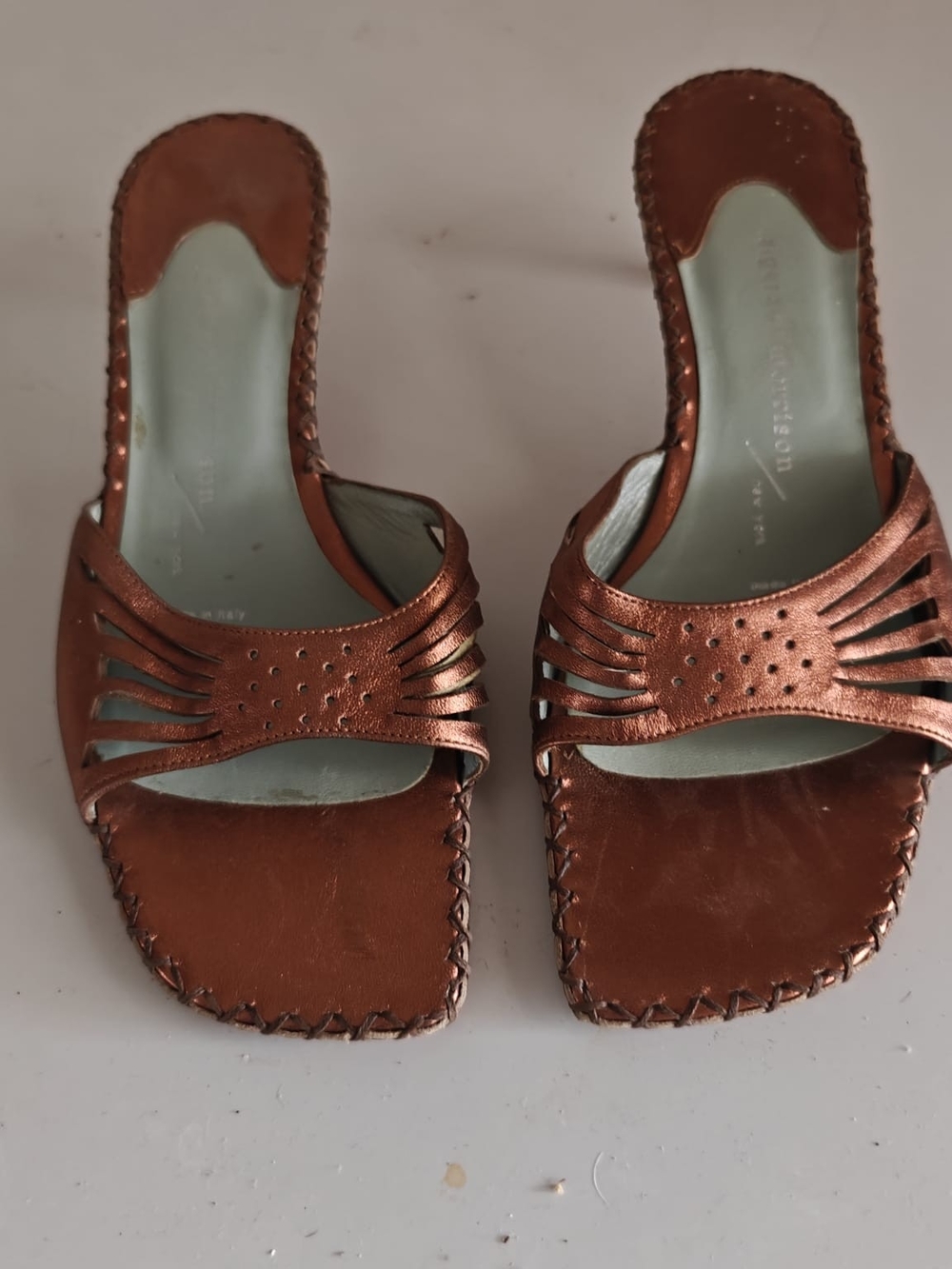 Sigerson Morrison Copper Metallic Slide Mules